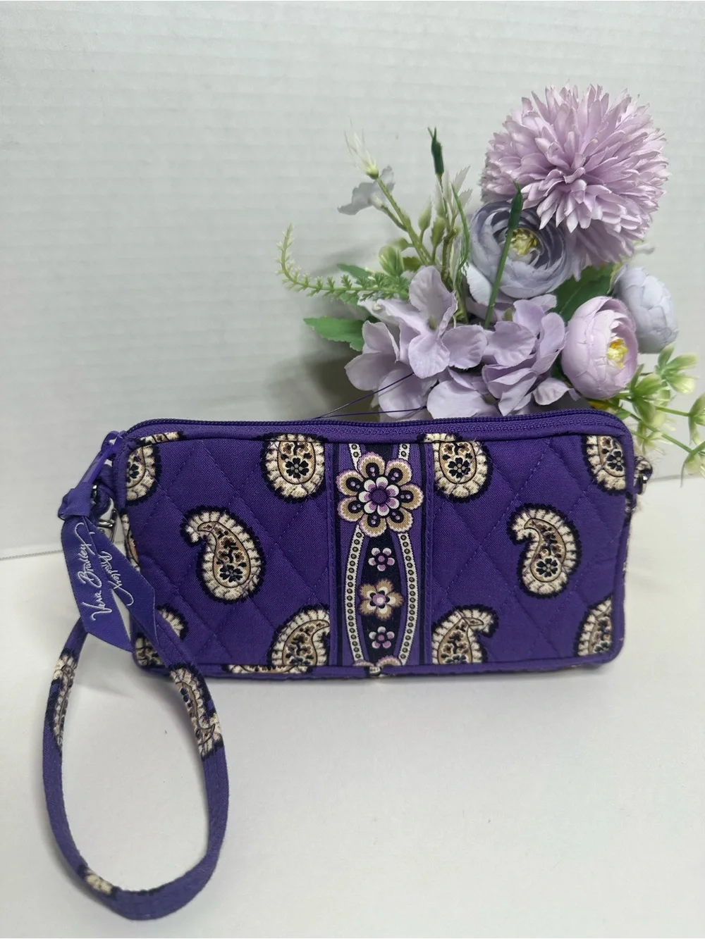 Vera Bradley Purple Quilted Paisley Wristlet Clutch